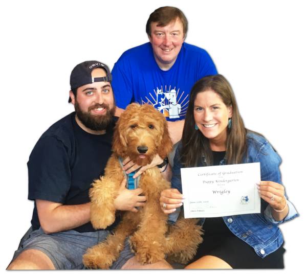 Chris Takacs with dog training clients and dog in Lake County Indiana